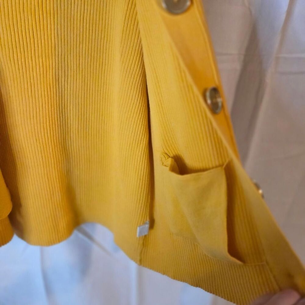 Charter Club Ribbed Cardigan Sweater XL Yellow Button Front Cotton Blend Knit - Picture 8 of 9